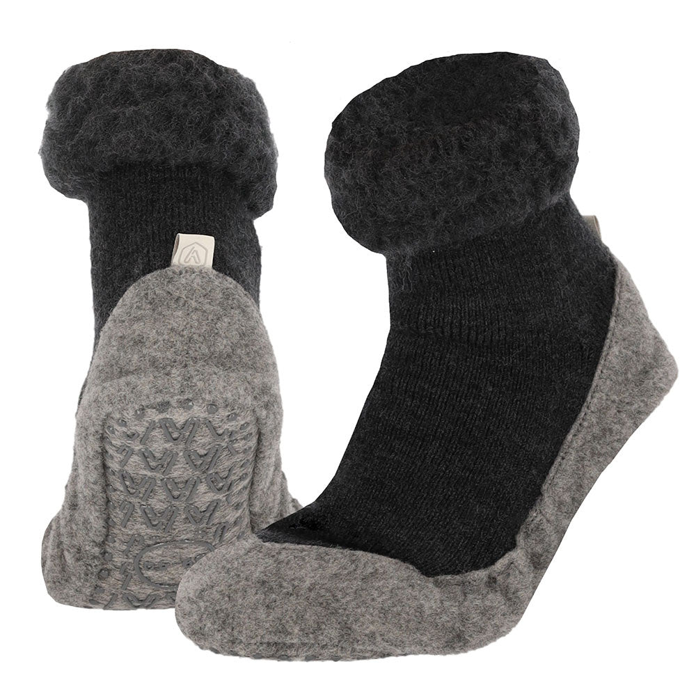 Apollo Huisslof wol anti-slip antraciet 37/38 1 Paar