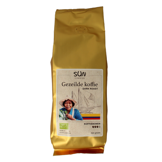 SUN Coffee Gezeilde koffiebonen dark roast bio 250.00 Gram
