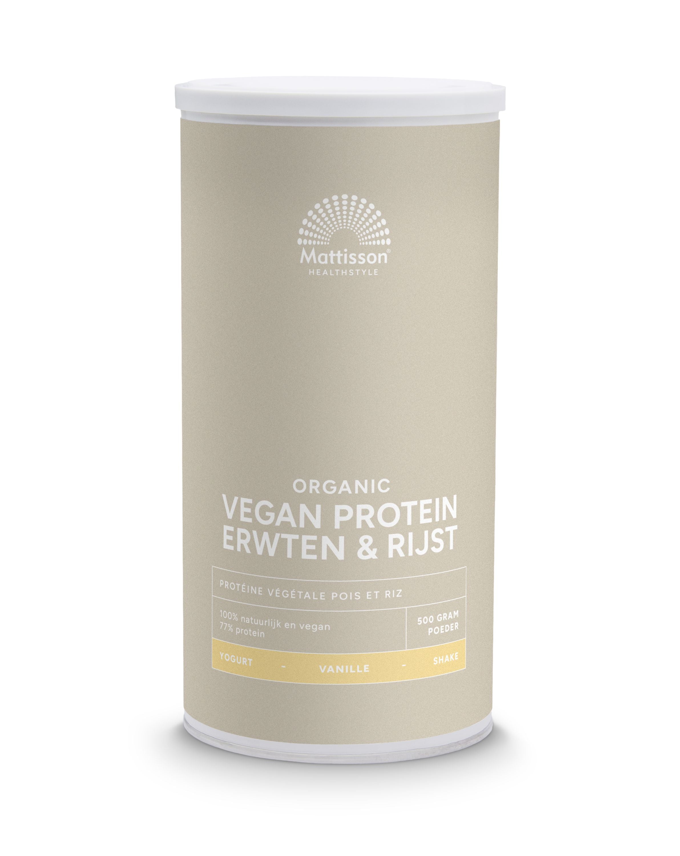 Mattisson Vegan protein erwten & rijst vanille bio 500.00 Gram