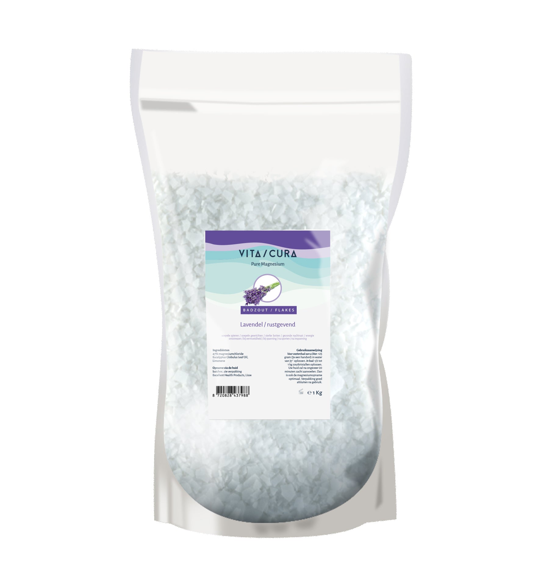 Vitacura Magnesium zout flakes lavendel 1.00 Kilogram