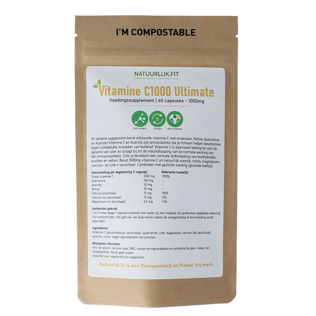 Natuurlijk.fit Vitamine C 1000 ultimate 60.00 Capsules