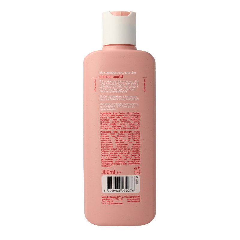 Seepje Showergel white peach and cedarwood 300 Milliliter