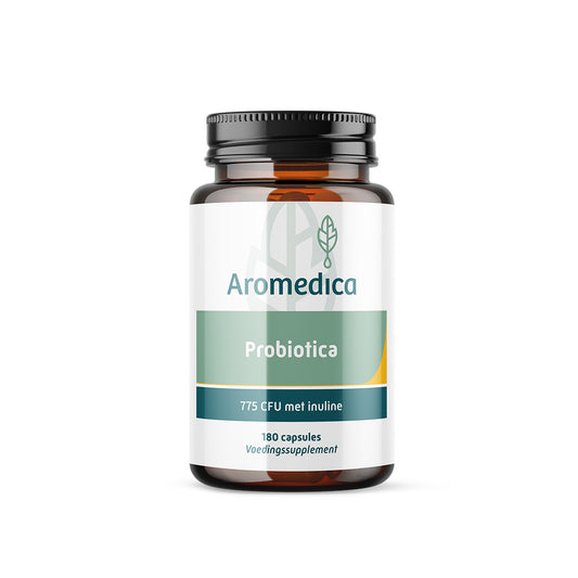 Aromedica Probiotica 775M CFU capsules with inulin, containing micro-organisms for digestive health, in a blister pack.