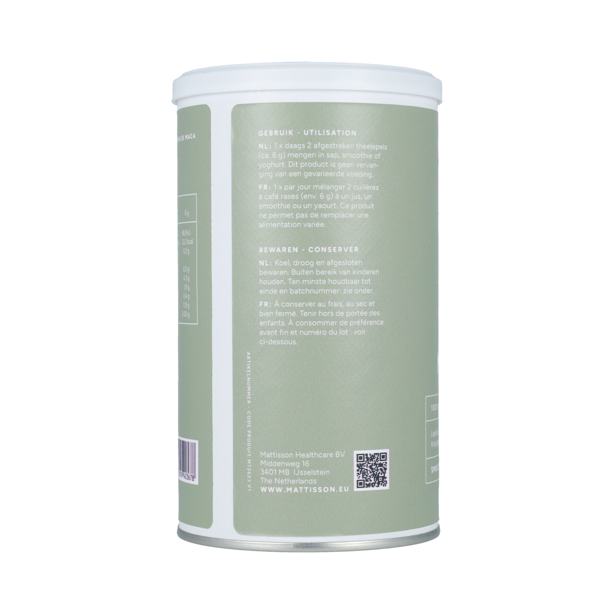 Organic Mattisson Maca Root powder in a 300g package, raw superfood for energy and vitality.