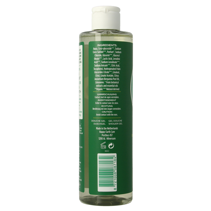 Happy Earth Douchegel bergamot cedarwood 300 Milliliter