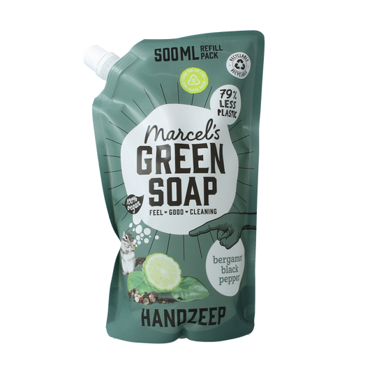 Marcel's Green Soap Handzeep bergamot & black pepper navul 500.00 Milliliter