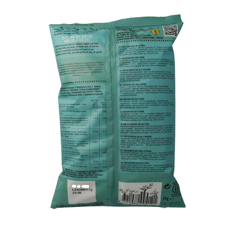 John Altman Linzen chips salt & pepper bio 75 Gram