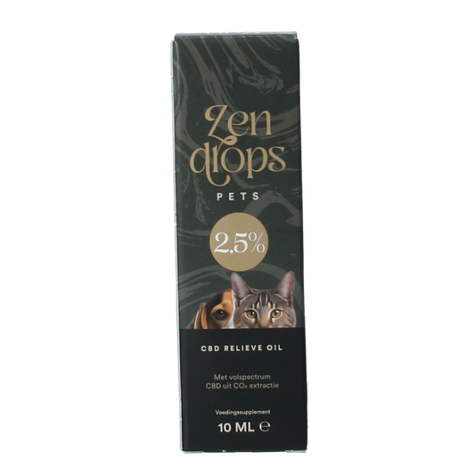 Zendrops CBD olie huisdieren 2.5% hond en kat 10.00 Milliliter