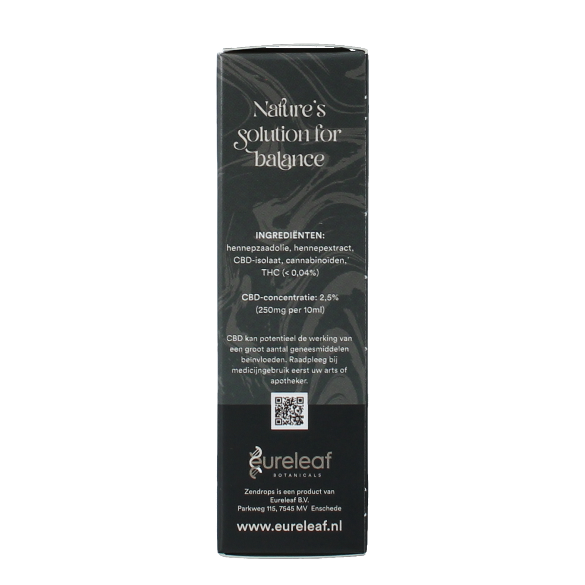 Zendrops CBD olie voor huisdieren, 2.5% CBD, voedingssupplement voor honden en katten, 10 ml fles.