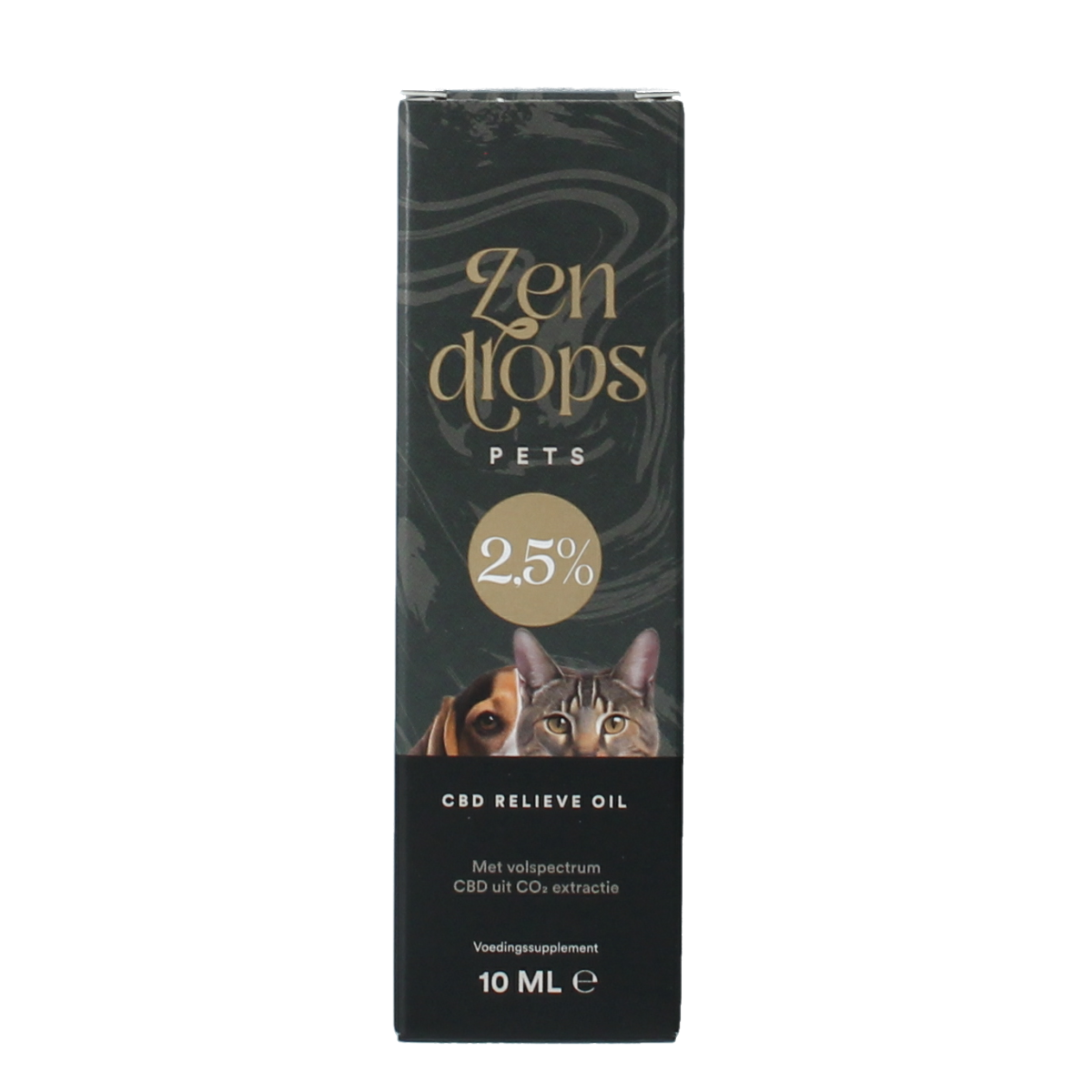 Zendrops CBD olie voor huisdieren, 2.5%, 10ml, voedingssupplement voor honden en katten, fles met pipet voor dierengezondheid