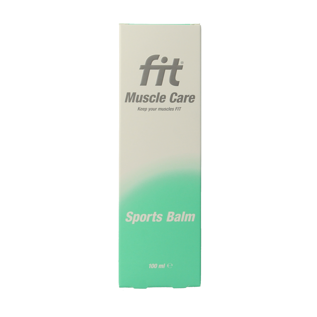 F.I.T Muscle care Sportsbalm tube for muscles and joints, 100ml container with a white cap and label displaying product details.