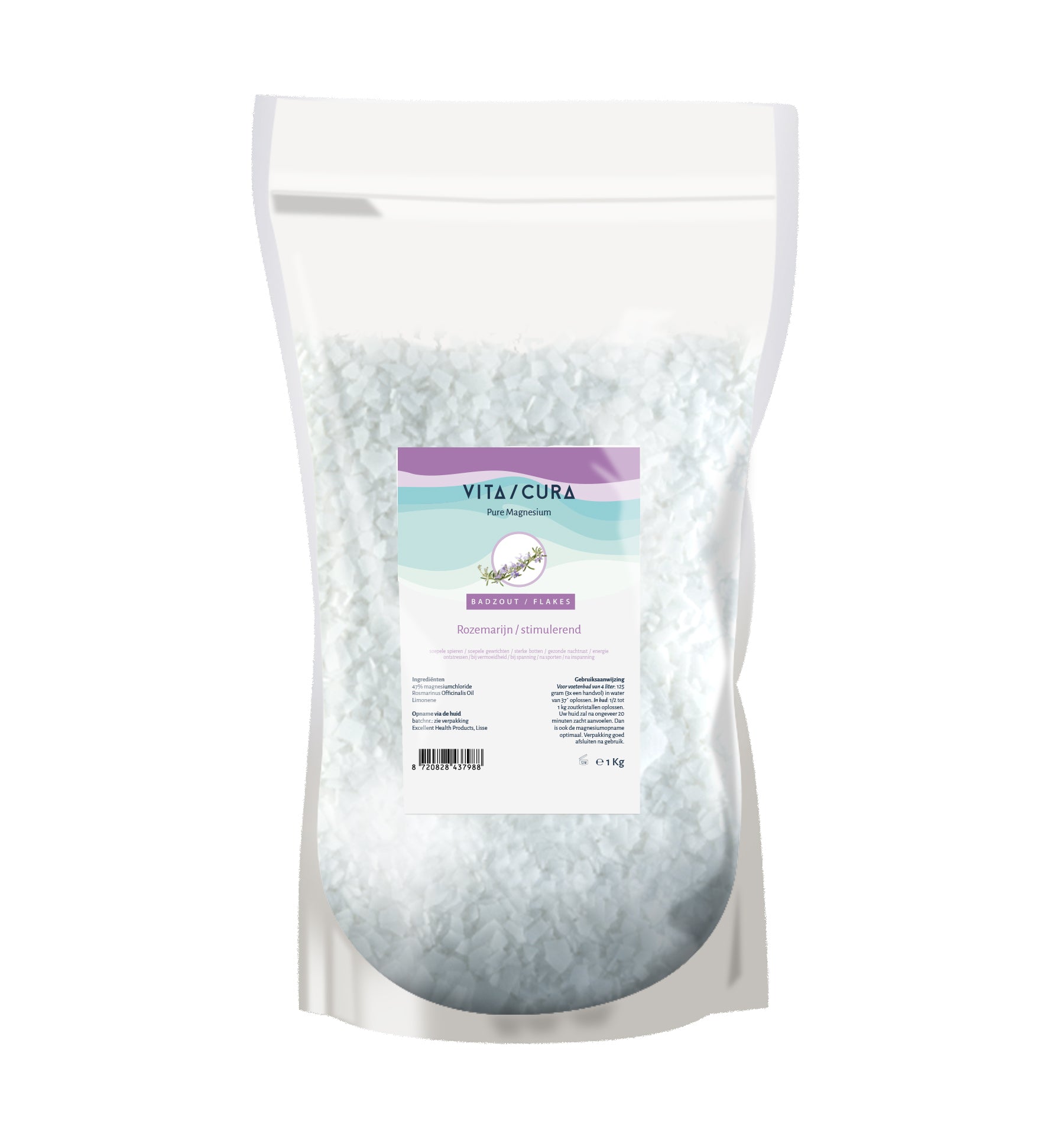 Vitacura Magnesium zout flakes rozemarijn 1 Kilogram