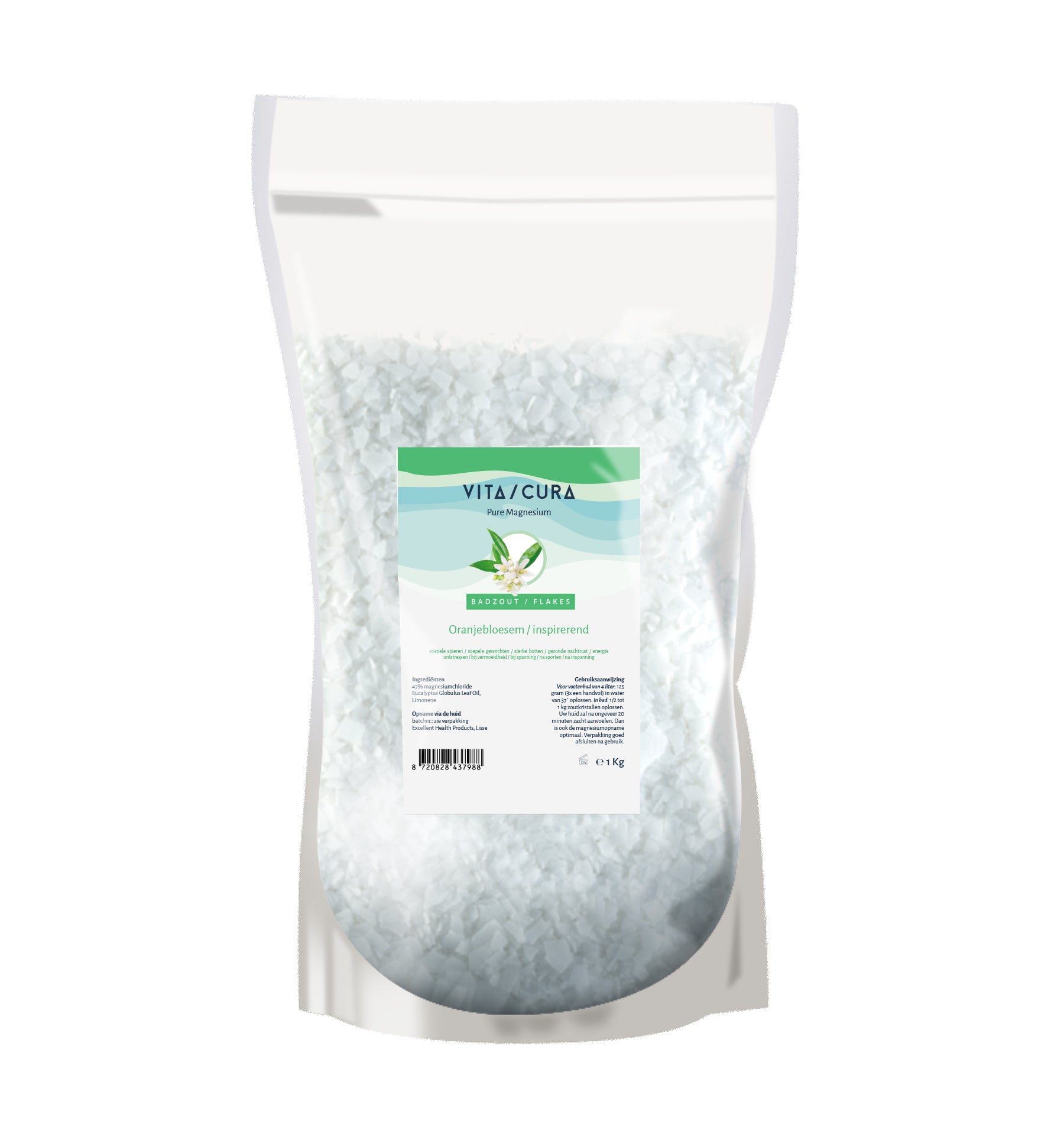 Vitacura Magnesium zout flakes oranjebloesem 1.00 Kilogram