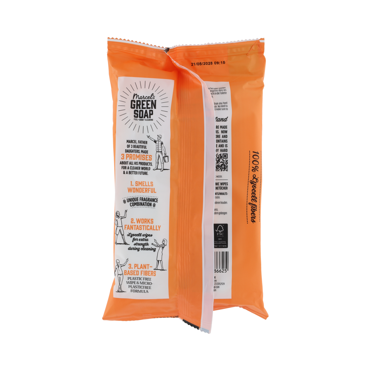 Marcel's Green Soap Hygiënische schoonmaakdoekjes orange & jasmin 60.00 Stuks