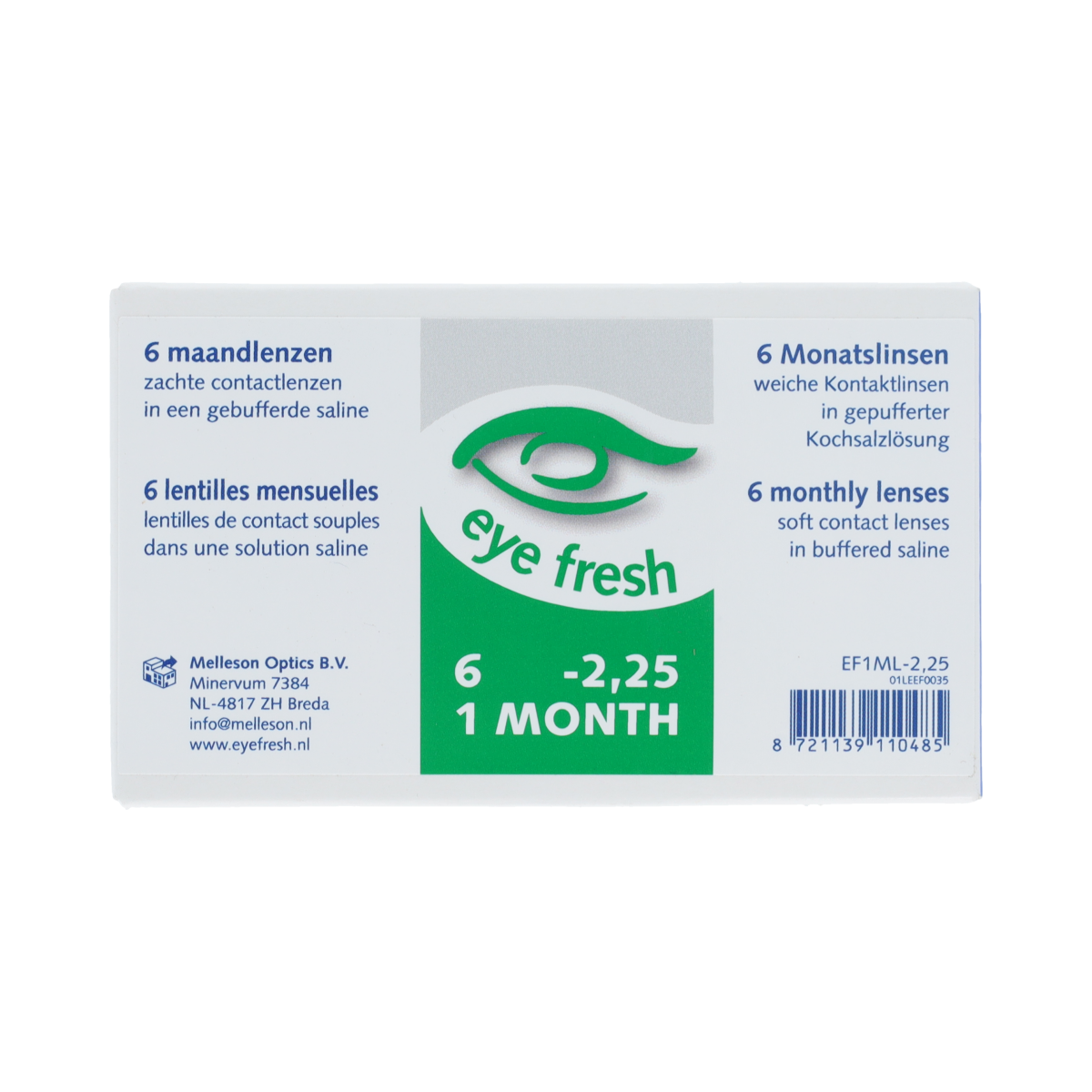 Eyefresh Eye Fresh maandlenzen 6-pack -2.25 6.00 Stuks