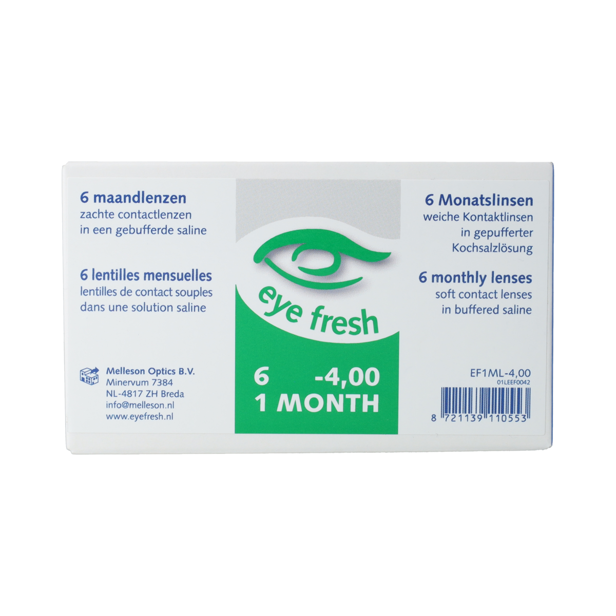 Eyefresh Eye Fresh maandlenzen 6-pack -4.00 6.00 Stuks