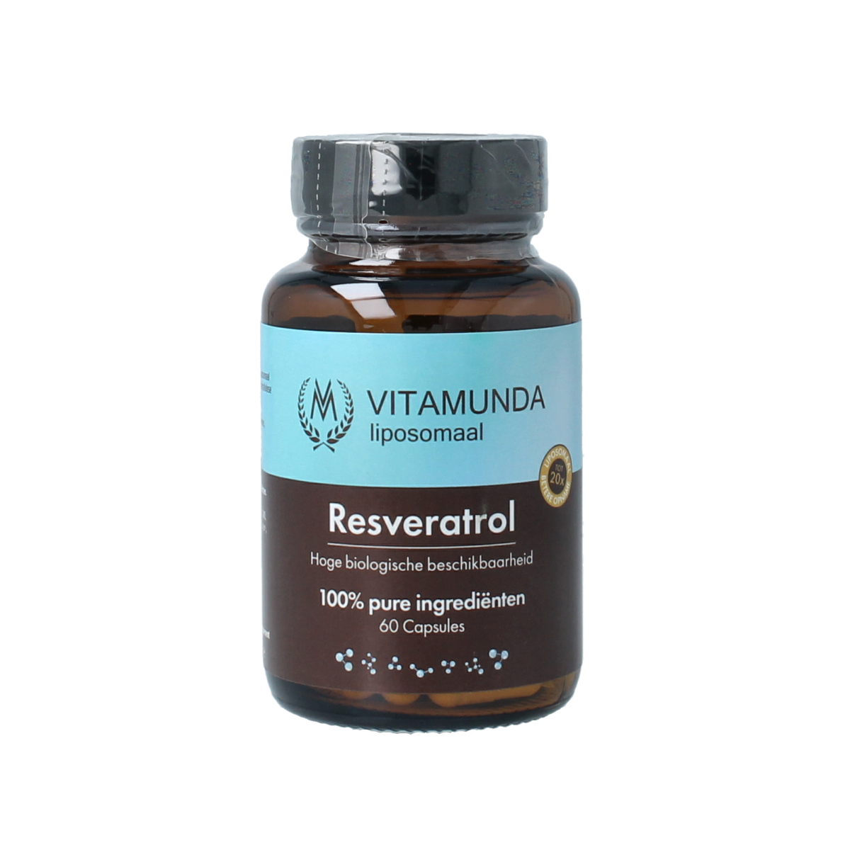 Vitamunda Liposomale Resveratrol capsules, dietary supplement with 60 capsules for antioxidant support and health.