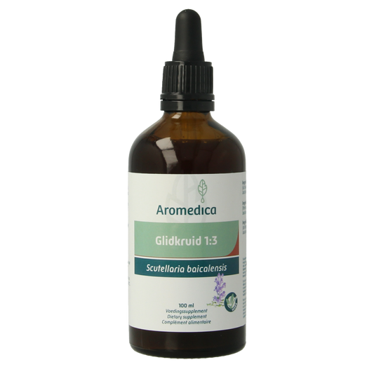 Aromedica Glidkruid herbal preparation in a 100ml bottle, part of Aromedica's kruidenpreparaten line, with herbal extract label visible.