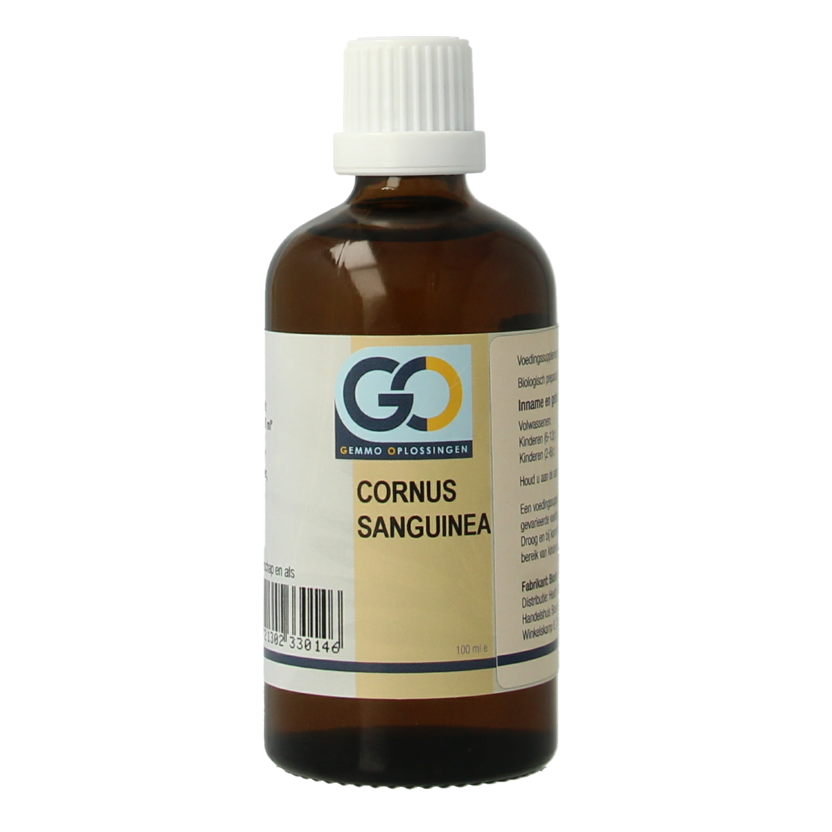 GO Cornus sanguinea bio herbal preparation in a 100ml bottle, showcasing the product label and packaging.