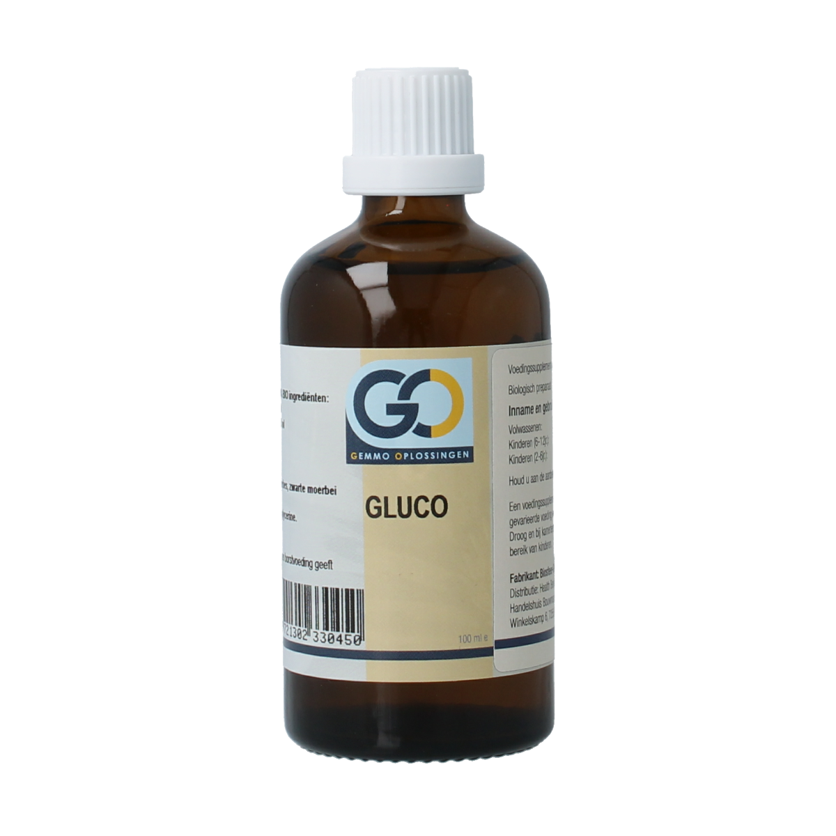 GO Gluco bio herbal supplement in 100ml bottle, natural herbal preparation from GO brand, with herbal ingredients for health support.