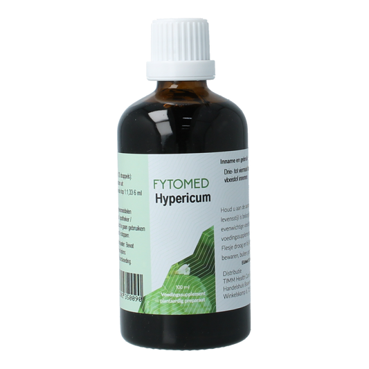 Fytomed Hypericum bio herbal preparation in a 100ml bottle, featuring label with herbal branding and product details.