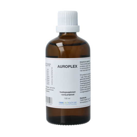 Fytomed Auroplex bio herbal preparation bottle with label, 100ml, in a natural setting, showcasing herbal product packaging.