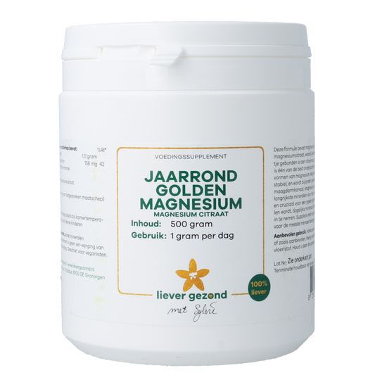 Liever Gezond Golden magnesium poeder jaarrond 500 Gram