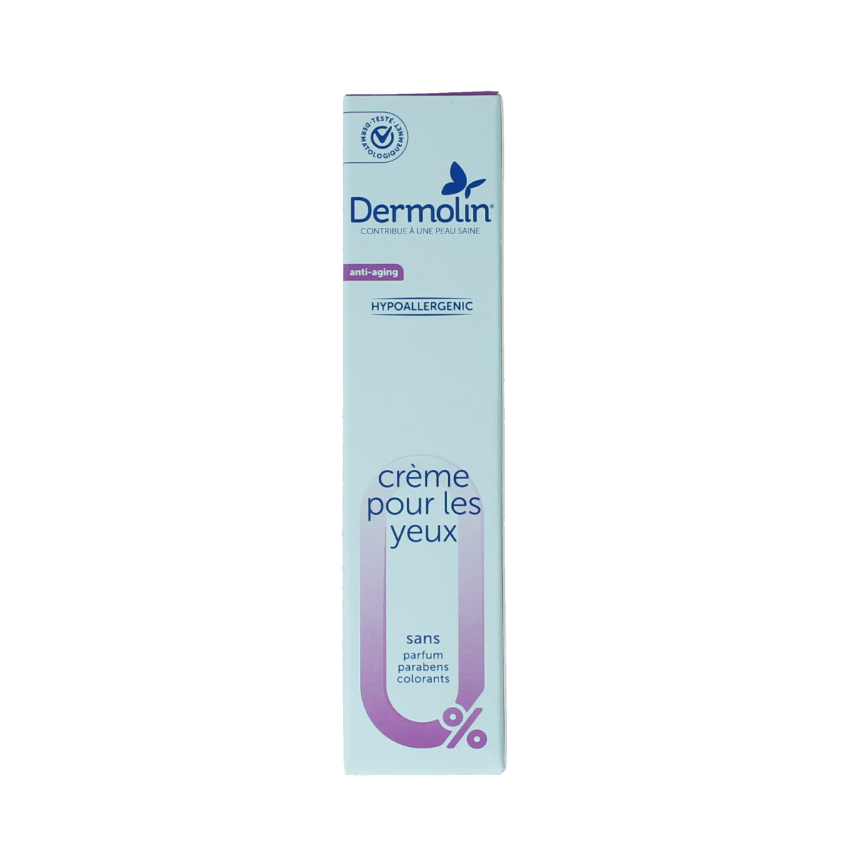 Dermolin anti-aging eye cream in 15ml tube, eye care product with nourishing formula for youthful eye area