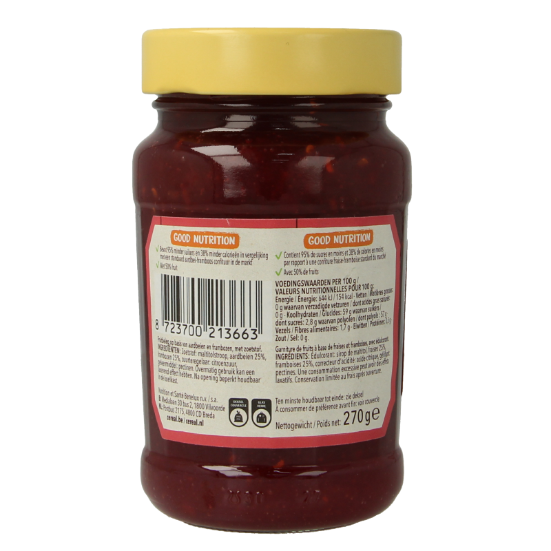 Cereal Fruit aardbei framboos suikervrij 270 Gram
