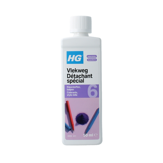 HG Vlekweg nr. 6 pen for removing ink and stain marks, 50ml cleaning product in a spray bottle.