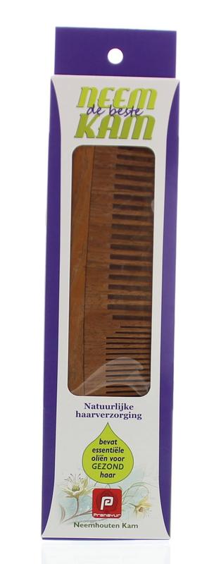Holisan Neem wooden comb with straight teeth for hair care, 1 piece, natural hair grooming tool.