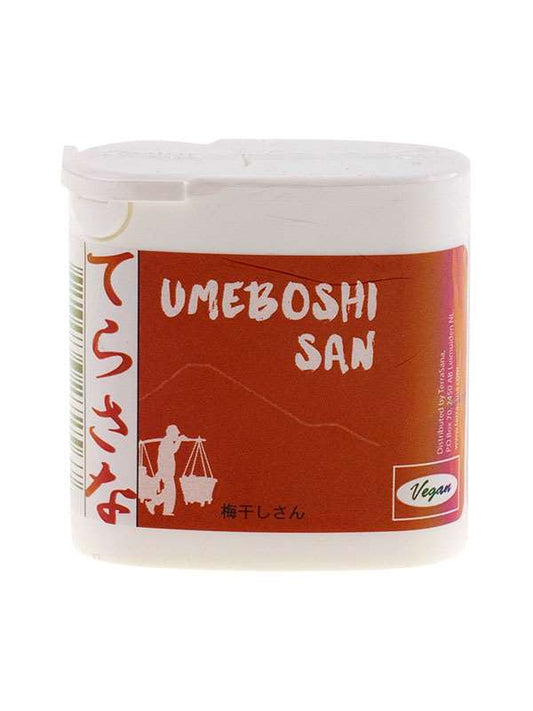 TS Import Umeboshi san pillen with 16g, showing Japanese umeboshi plum supplements in a clear container.