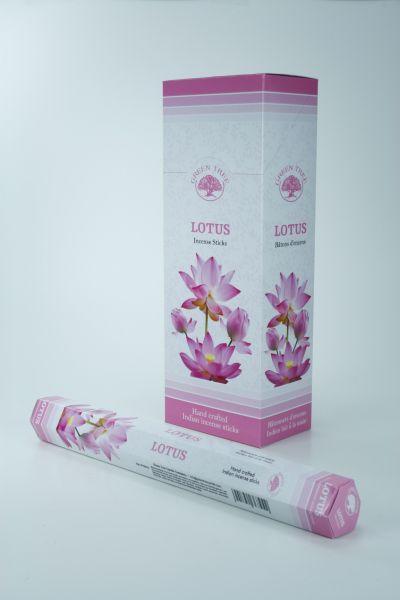 Green Tree Lotus Wierook incense sticks, set of 20, with green packaging and natural lotus scent.
