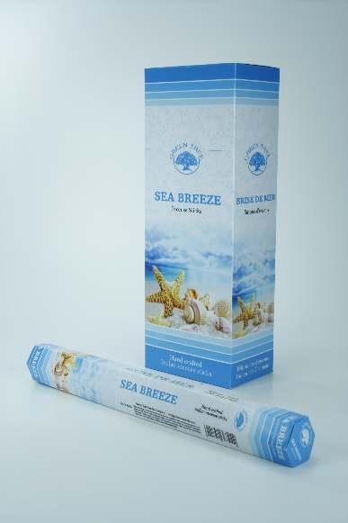 Green Tree Sea Breeze incense sticks, 20 pack, with green packaging and multiple incense sticks visible in the image.