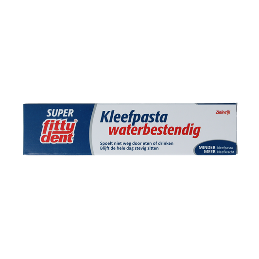 Fittydent Kleefpasta for dentures, 40g tube, adhesive dental paste for secure fit, from the Fittydent brand.