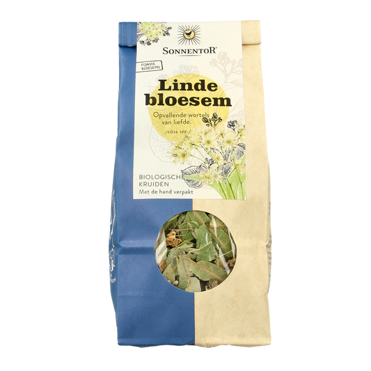 Sonnentor Lindebloesem thee los bio in 35g package, dried lindebloesem flowers for brewing herbal tea.