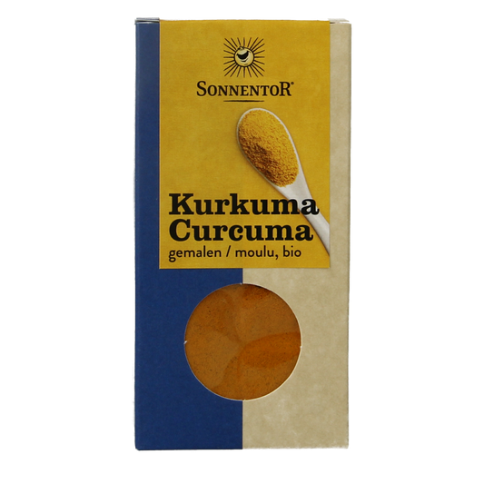 Sonnentor organic ground turmeric in 40g package, herbal spice from the kruiden, zouten en maaltijdmixen category.