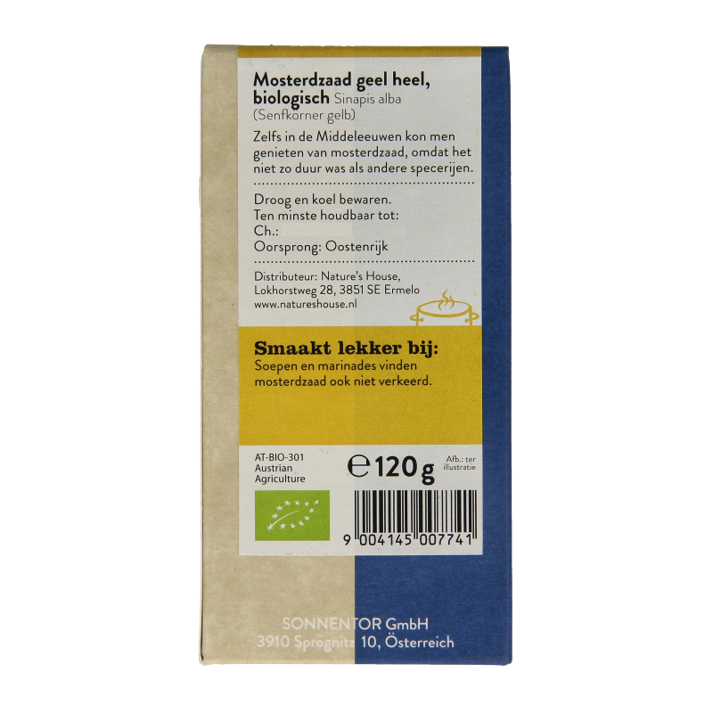 Sonnentor Geel mosterdzaad bio 120 Gram