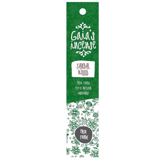 Gaia's Incense Sandalwood Wierook sticks, 15-piece set, with natural sandalwood aroma and traditional incense packaging.