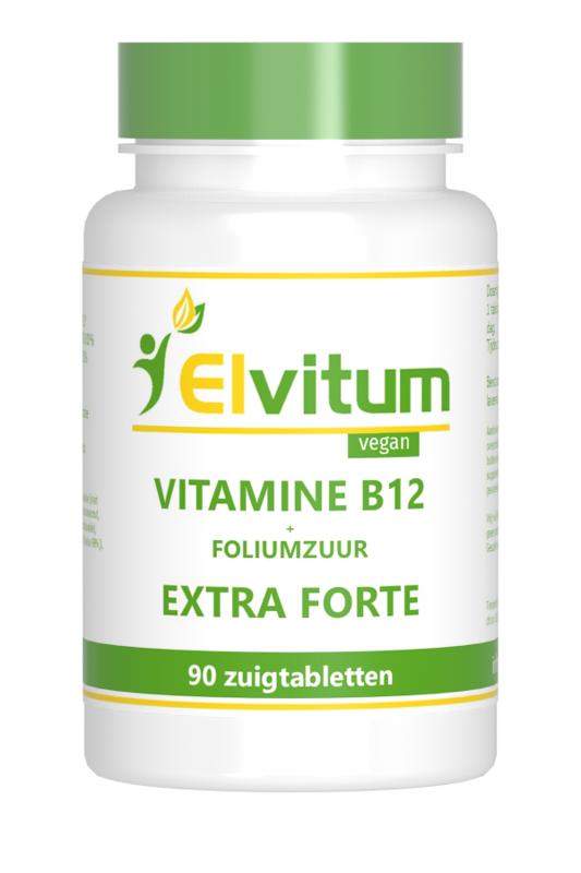 Elvitum  Vitamine B12 extra forte + foliumzuur 90 Zuigtabletten