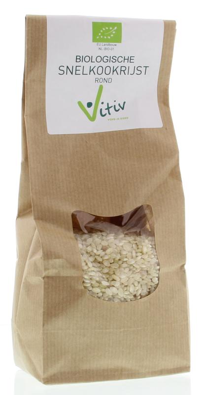Organic Vitiv quick-cook rice in a 500g package, ideal for easy and healthy pasta en rijst meal preparation.