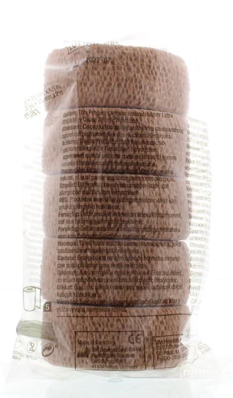 3M Coban zelfklevende zwachtel huidkleur 2.5cm x 4.5m 5 Rol