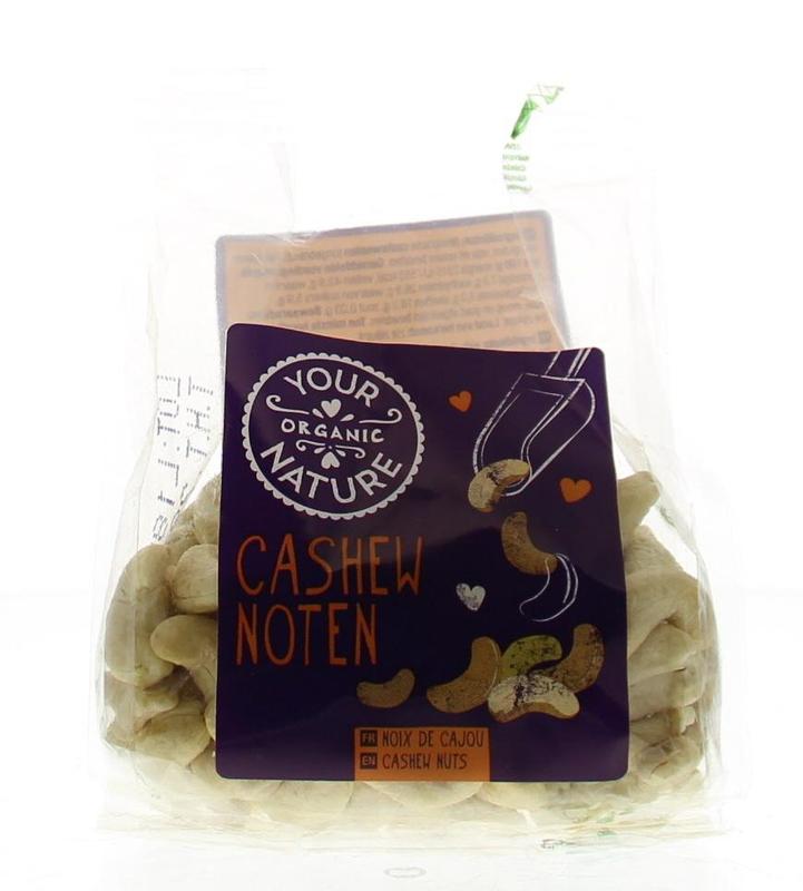 Raw organic cashew nuts from Your Organic Nature, displayed in a clear bowl, highlighting their creamy, natural texture.