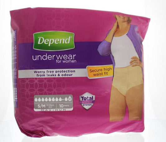 Depend Pants vrouw maximum maat S/M 10 Stuks