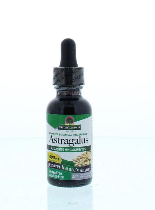 Natures Answer Astragalus extract in a 30ml bottle, alcohol-free herbal supplement from Kruidenpreparaten collection.