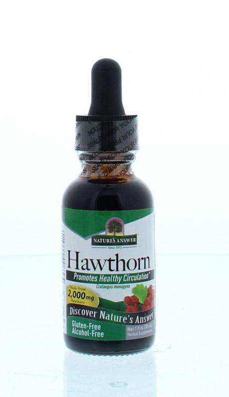 Natures Answer Meidoorn extract alcoholvrij in 30ml bottle, herbal supplement from Kruidenpreparaten collection.