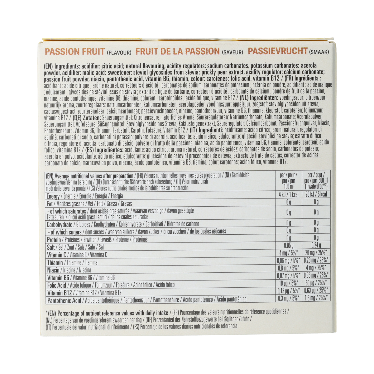 Waterdrop Microdrink Sky Passion Fruit effervescent tablets in a package of 12, flavored drink and juice supplement, branded Waterdrop.