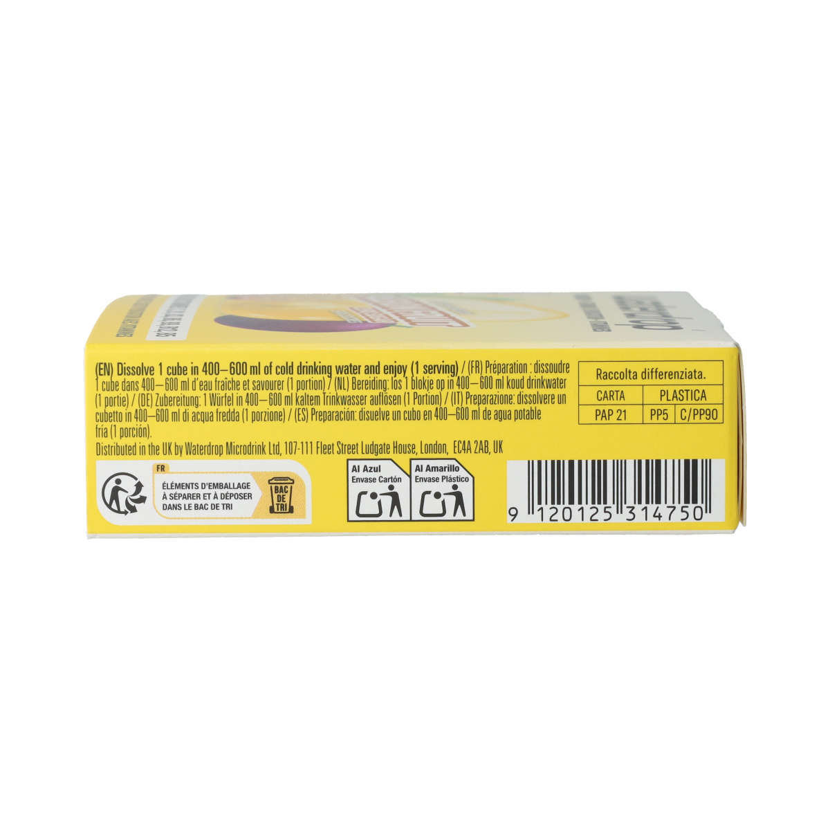 Waterdrop Microdrink Sky Passion Fruit effervescent tablets, 12-piece pack, in colorful packaging for flavored water enhancement.