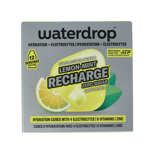 Waterdrop Microlyte lemon mint drink packets, 12-piece set, flavored electrolyte hydration supplements, natural lemon and mint flavor.