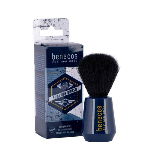 Benecos Natural Beauty men's shaving brush with wood handle, natural bristles, for grooming and shaving.